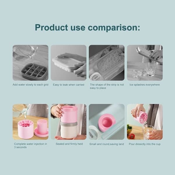 Isform med lås 2 stk, Mini isterninger i silikone, Nem at rengøre pink-2pcs