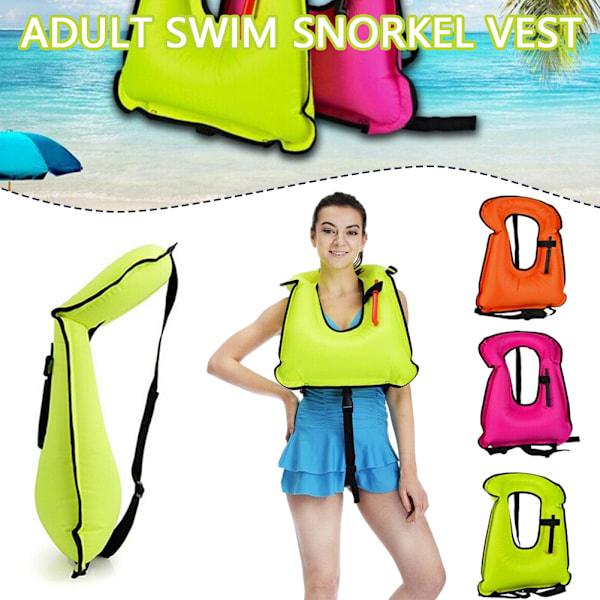 Oppustelig snorkelvest til voksne, letvægts, holdbar, bøjer jakker til dykning Green