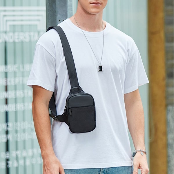 Brystveske for menn Skulder Crossbody-veske Liten Sling Pack Black