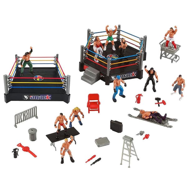 WWE Wrestler Ring Gladiator Scene Figursett Montert Leke Four-way ring