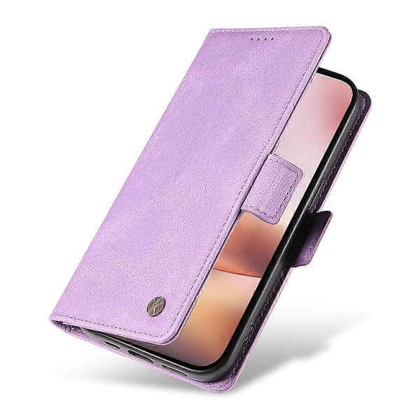 Kompatibel med iPhone 16 Plus Plånboksfodral Läder Telefonfodral - WELLNGS Purple