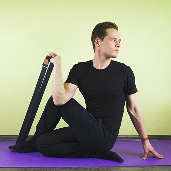 1,8 m Yogarem, för Pilates, Oelastisk Stretchrem med Fyrkantigt Spänne, Vit