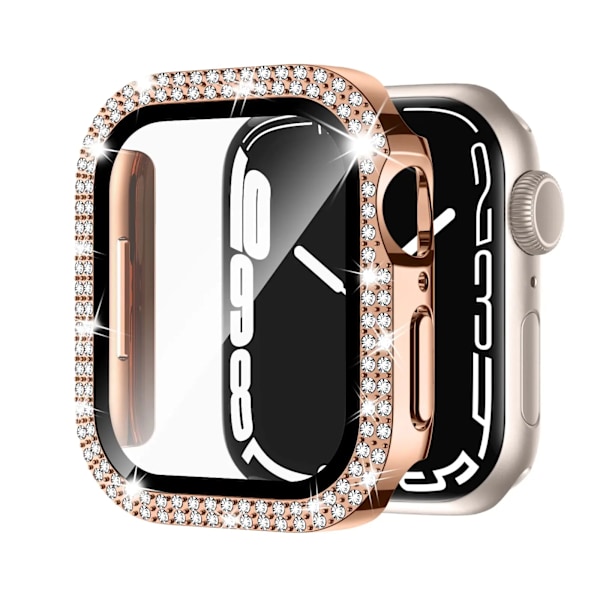 Glas+Timantti Kotelo Apple Watchille 40mm 44mm 41mm 45mm 38mm 42mm Bling Puskuri Suoja iWatch sarja 9 3 5 6 7 8 se kotelo ro Y