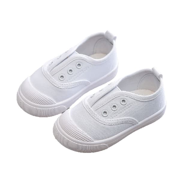 Joggesko for gutter og jenter i lett kanvas med slip-on - Hvit 23