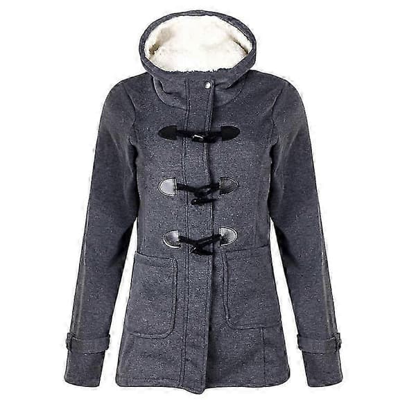 Dam Vinter Varm Huvkappa Vindtät Långärmad Tjock Parkas Blå Blue 3XL
