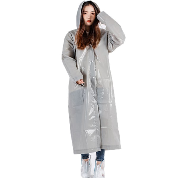 EVA Kevyt Sadetakki Aikuisille Läpinäkyvä Paksuuntettu Sadetakki Hupulla Unisex Harmaa Gray Fascicular Orifice