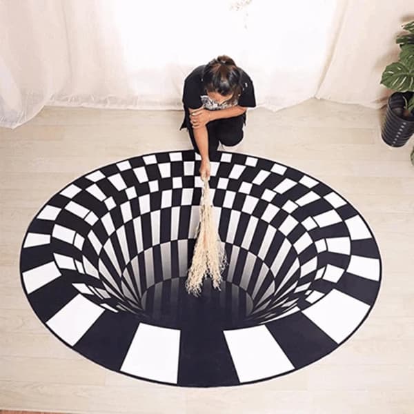Vortex Illusion Teppe 3D Felle Effekt Trykk Teppe Soverom Stue Studierom Gulvmatte 60*90cm Square