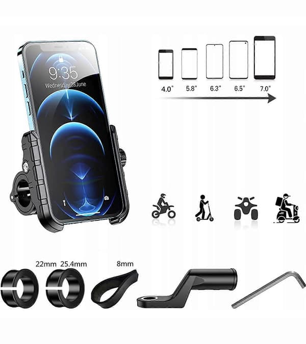 Motorsykkel Telefonholder USB-lader 12/24v