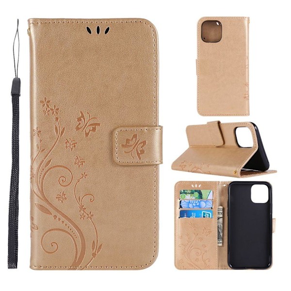 iPhone 11 etui med sommerfuglprint - Guld Gold Guld