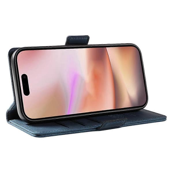 Kompatibel med iPhone 16 Plus Plånboksfodral Läder Telefonfodral - WELLNGS Blue