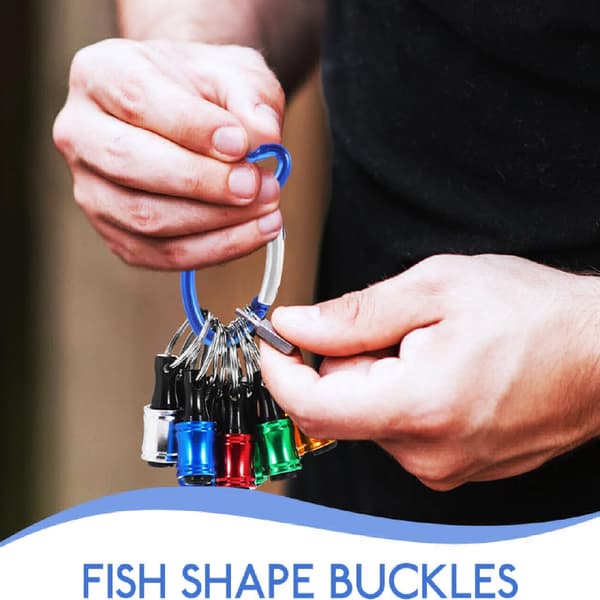 Fish Carabiner: 10 Pcs 5.94 cm Mini Carabiners - Fish-shaped Keychain Clips - Quick Release Aluminum with Automatic Locking and Spring-loaded
