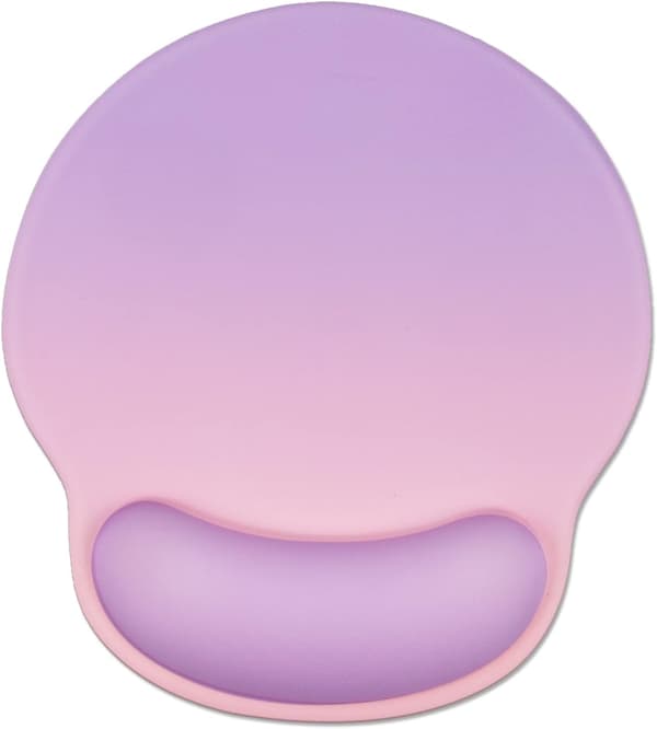 Ergonomisk musemåtte med håndledsstøtte, gel musemåtte med skridsikker gummibase, musemåtte til bærbar computer, hjemmearbejde, smertelindring (pink og lilla)