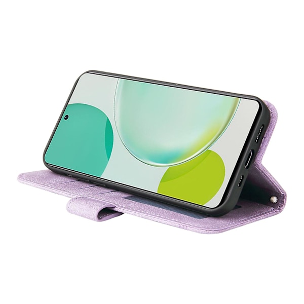 Plånboksfodral i läder med präglade linjer och stativfunktion för Huawei Nova 11i / Maimang 20 / Enjoy 60 Pro Purple