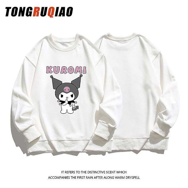 Kawaii Sanrio Kuromi Sweatshirt för Pojkar och Flickor Långärmad Vår Höst Rundhalsad Toppar Kläder Barn Pullover Barnkläder Vit Plysch 120(20-25kg) white plush