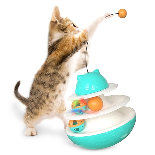 Kattunge Tumbler Rolling Track Ball Inomhusleksak Lek Interactive Pet Cat Supplies Lake Blue