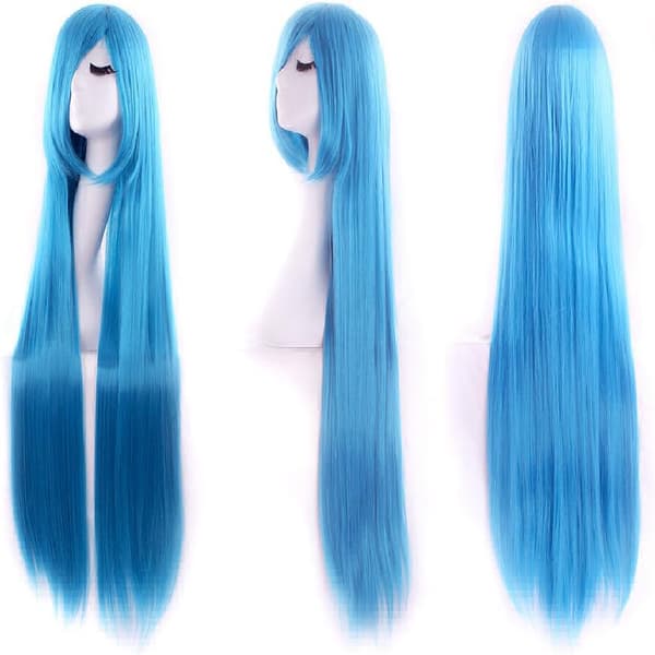 100 cm/39 tommer Mellemlang Lige Dame Anime Kostume Paryk color 2