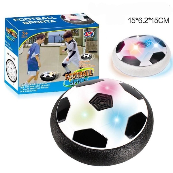 Barn LED Batteridriven Air Power Fotboll Pojkar Sport Leksaker Träning Fotboll Inomhus Disk Hover Ball Game med skum stötfångare White