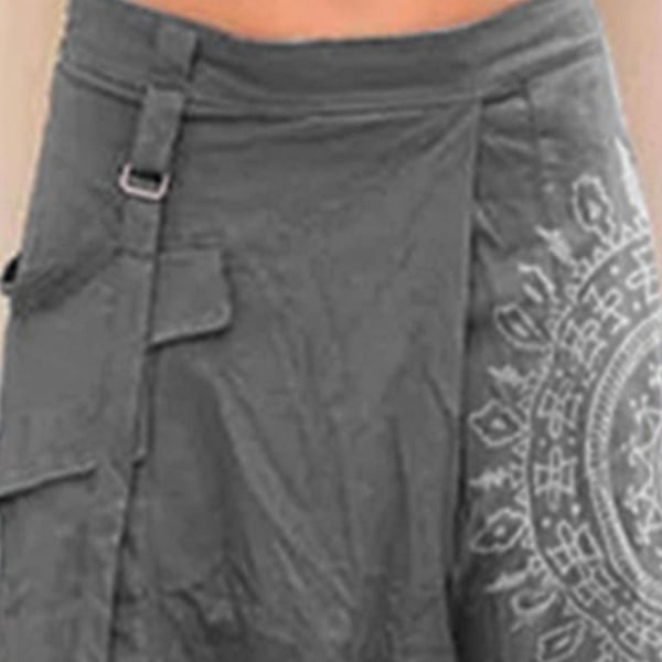 Fianao Dame Lav Talje Drop Crotch Retro Print Sunken Baggy Bukser Løse Harem Bukser - WELLNGS Hvid Sort Black L