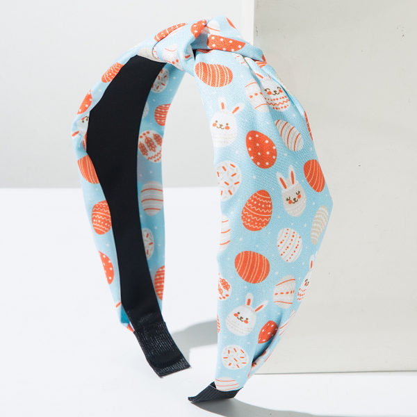 Nytt påskäggshårband med kanintryck blue