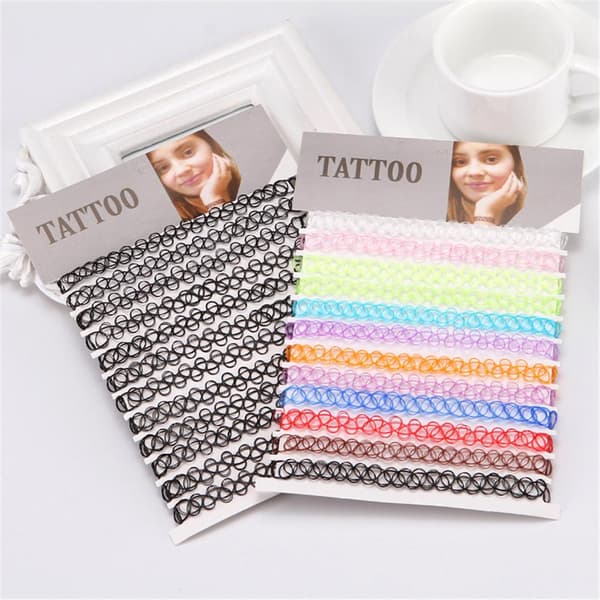 12-pak Choker Halskæde - One size D-12pcs