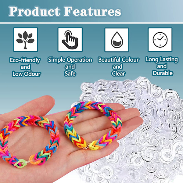 360 stk S-Klips Loom Band Klips Plastforbindelser Genopfyldning h white