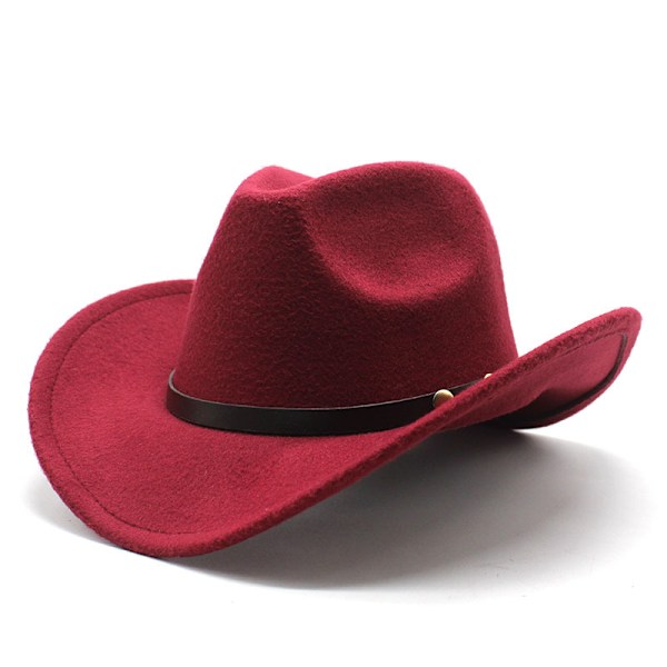 Amerikansk Western Cowboy Hat Filthat Mænd og Kvinder Ridehat Rullet Kant Imitation Uld Jazz Hat Cowboy Hat YY Pink