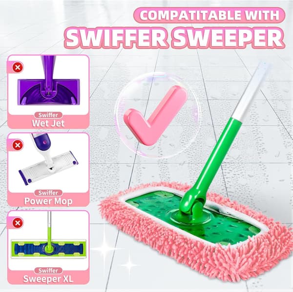 8-pak genanvendelige moppepuder kompatible med Swiffer Sweeper, mikrofiber chenille vaskbar blue