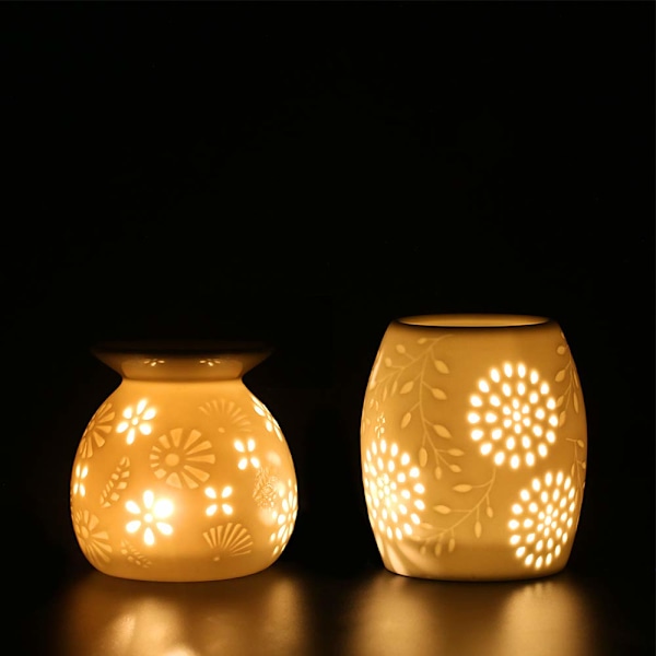 Aromalampe fyrfadsstage keramisk duftlampe med lyseslukker