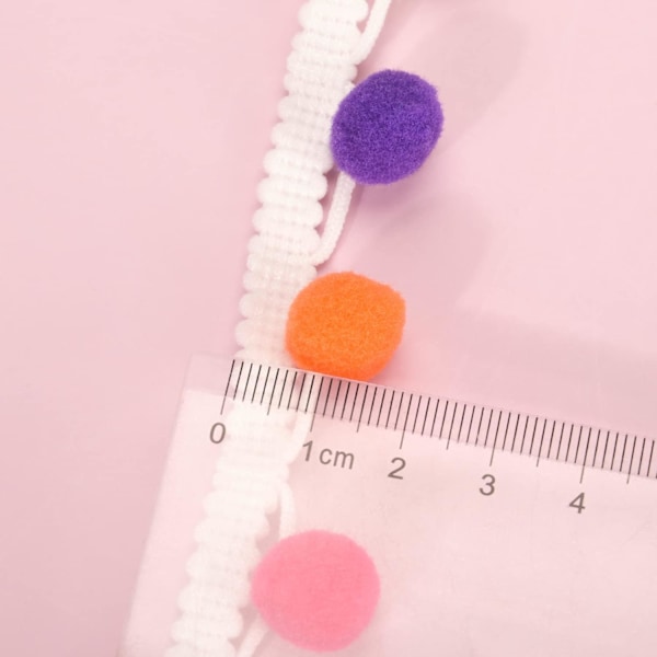 5 meter 15 mm flerfärgad pompom-kant bollfrans kantband bollfrans syband för klädtillbehör hantverk DIY-dekoration (flerfärgad)