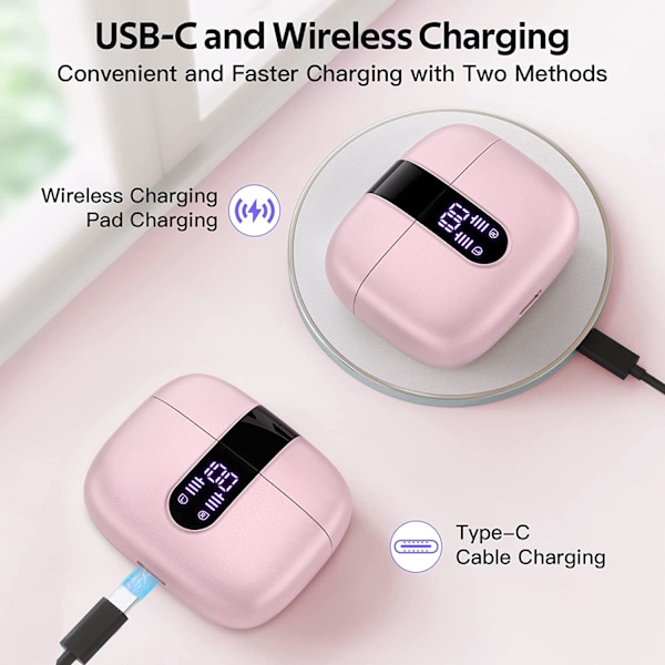 Wireless Headphones with Microphone and Touch Control Pink