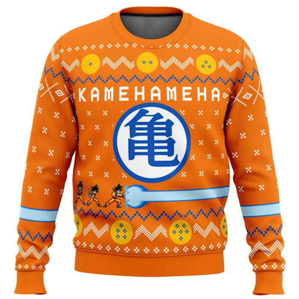 KAMEHAMEHA Stygg Julgenser Pullover Menn 3D Gensere Topper XS KAMEHAMEHA