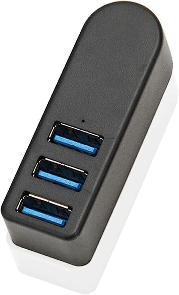 USB 3.0 Hub, 270 drejelig USB-splitter, aluminium 3-ports Mini USB 3.0 Hub, Data Hub (sort)