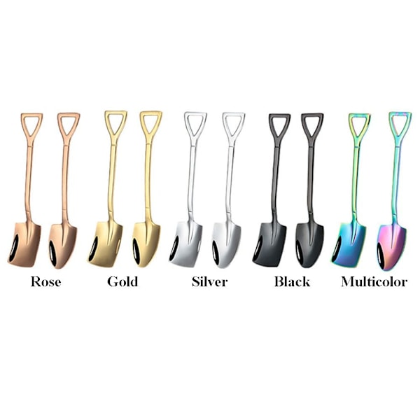 5 stk. Kaffeske Spade Teske SVARTSPETTSED - på lager Sort Black Pointed-Pointed