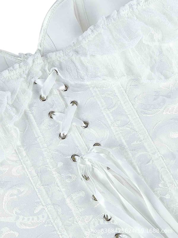 Off-shoulder blonde bustier med pufærmer og stivere – push-up brudekorset. blue S