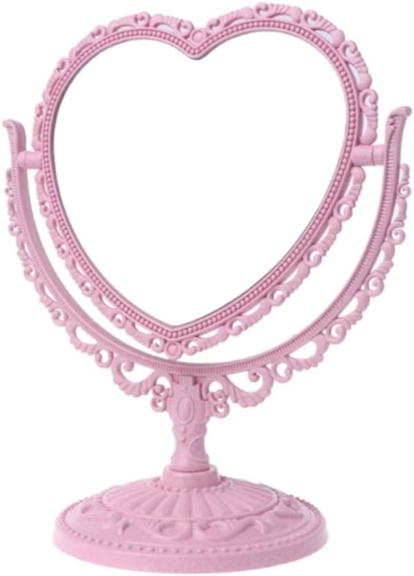 Enkelt och vackert hjärtformat sminkspegelpaket, rosa