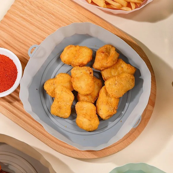 Airfryer Silikonebakke, Genanvendelig Kurvmåtte, Non-Stick Cirkulær Mikrobølgeovnsmåtte, Ovnbakker, Direkte Forsendelse 3 Stykker Grøn 3 pieces of green No,
