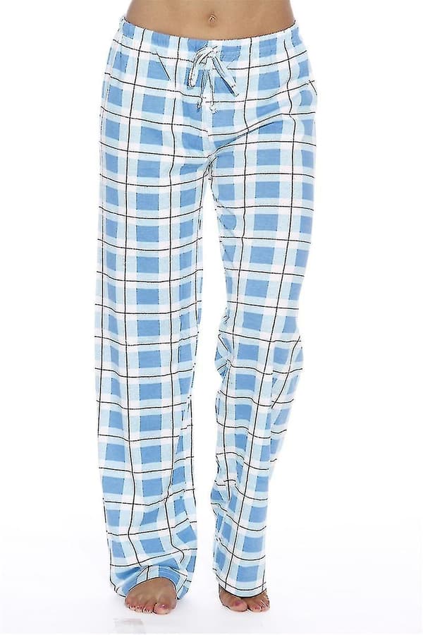 Dame Pyjamasbukser med Lommer, Bløde Flanelternede Pyjamasbukser til Kvinder CNR Blå blue M
