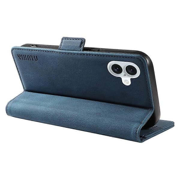 Kompatibel med iPhone 16 Plus Wallet Læder Telefon Cover - WELLNGS Blue