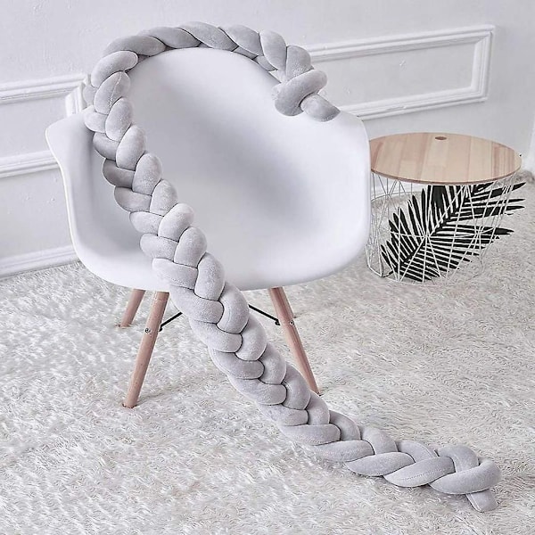Sängkant, baby Bumper Sängorm Baby Säng Bumper Vävd Kantskydd Huvudskydd Dekoration För Spjälsäng (grå, 100cm) Grå Gray 100cm