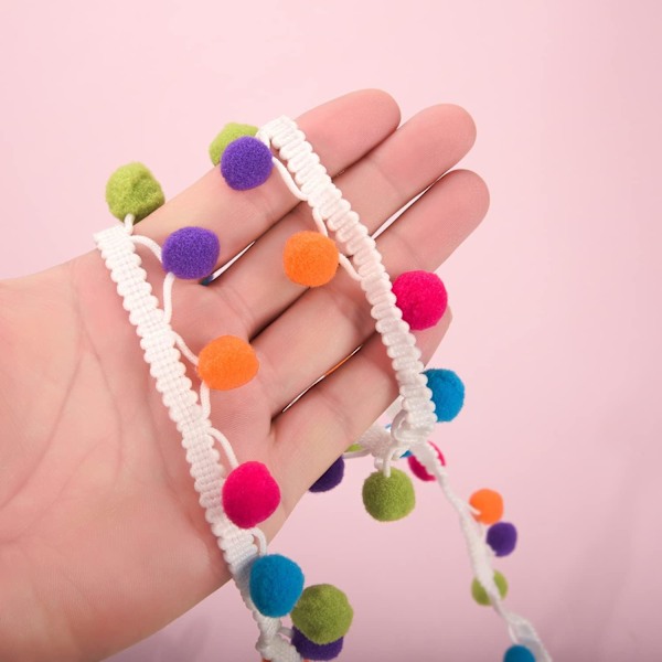 5 meter 15 mm flerfärgad pompom-kant bollfrans kantband bollfrans syband för klädtillbehör hantverk DIY-dekoration (flerfärgad)