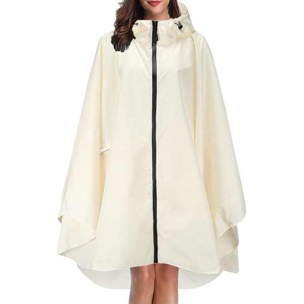 Regnjacka Dam Herr Regnponcho Regnrock Vattentät Lätt Regnkläder med Huva Regnkappa Jacka Regnponcho Cape för Utomhus beige