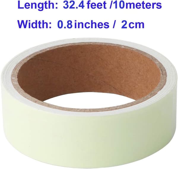 10Mx2CM Fluorescerende Selvklebende Tape, Lysende Tape, Selvlysende Tape