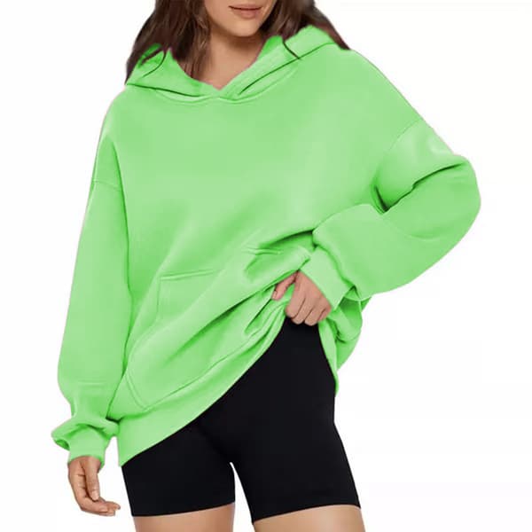 Afslappede løse hættetrøjer til kvinder ensfarvet langærmet oversized sweatshirt Fruit green 5XL