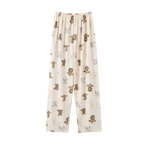 Dam Pyjamasbyxor i Bomull med Fickor Bekväma, Avslappnade Pyjamasbyxor för Kvinnor med Fickor