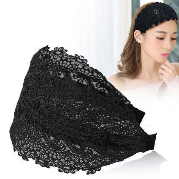 Blondehårbånd for kvinner, Boho Bandana Elastisk med minimalistisk design og bred brem-stil, Trendy Søtt Hjertehår Black