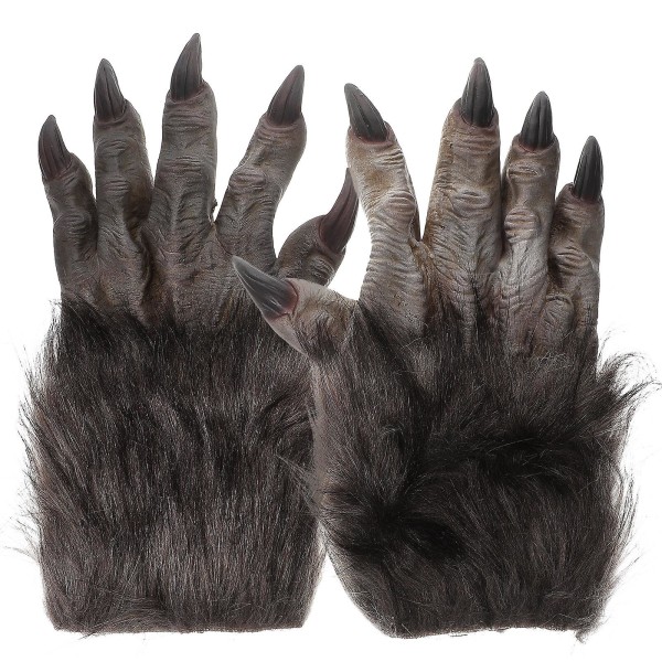 Vinterhandske Werewolf Hands Werewolf Prop Halloween Wolf Claw Gloves Wolf Costume Grey M