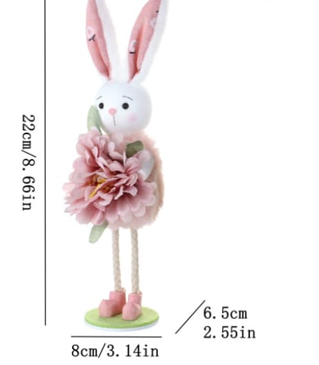 26 Stående Påskehare Peispynt, Gave til Barn, Blomsterfestdekorasjon pink