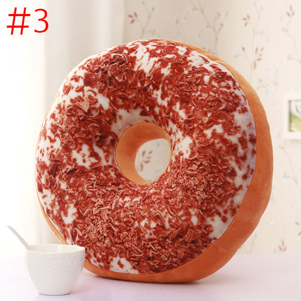 Søte Donuts Pute Sjokolade Donuts Plysj Macaron Matpute Fin Bunnpute Napp Pute Donut Coussin #5