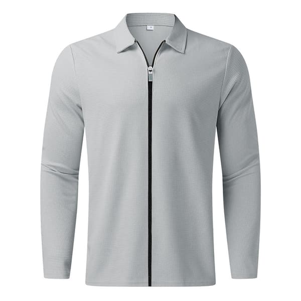 Herr Höst Ny Zip-Up Våffelstickad Jacka – Casual Långärmad Kragad Koftastil Grey XL