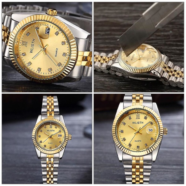 2st Fashionabla Lovers Watch Armbandsur Herr Dam Quartz Armbandsur (gyllene) Golden 20X3.5CM